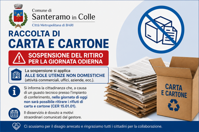 Sospensione raccolta carta e cartone ND